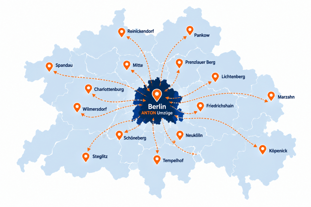 berlin coverage map with district pins